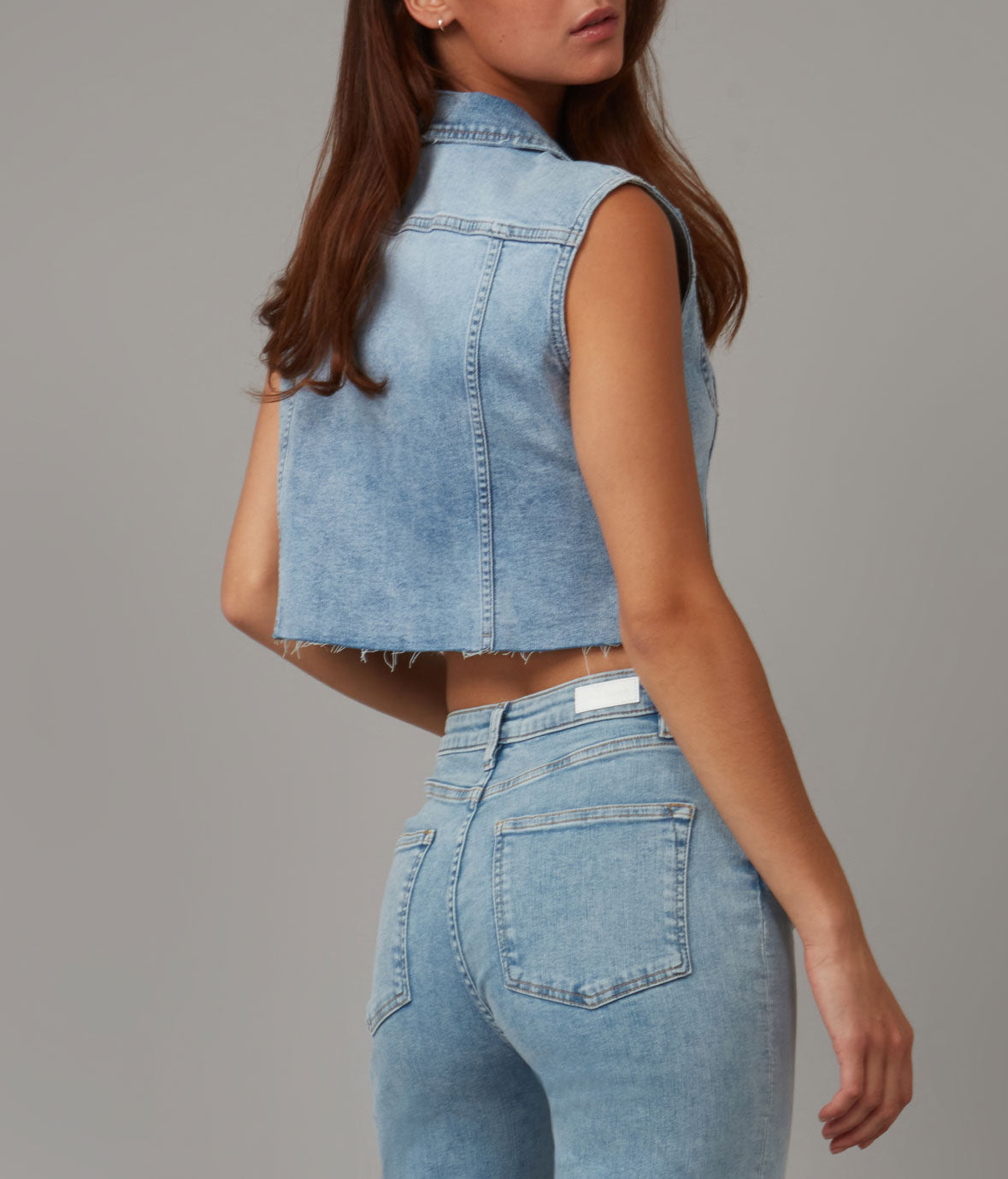 GABBIE-SBS Cropped Denim Vest