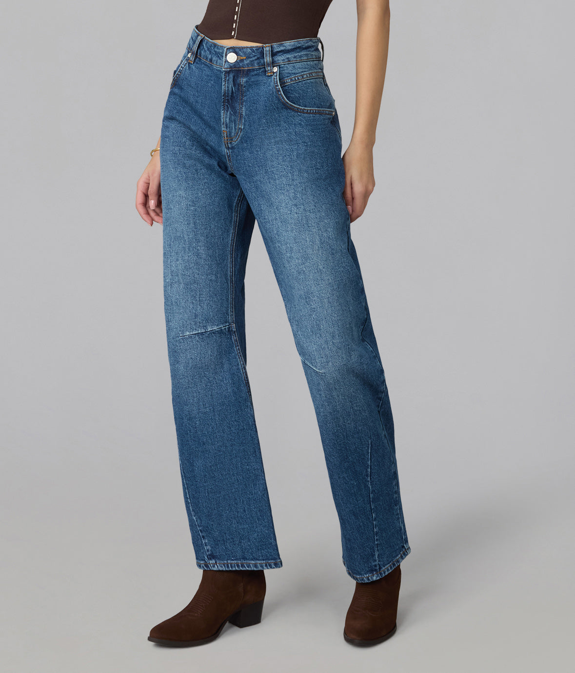 LENNOX-BLV High Rise Barrel Jeans