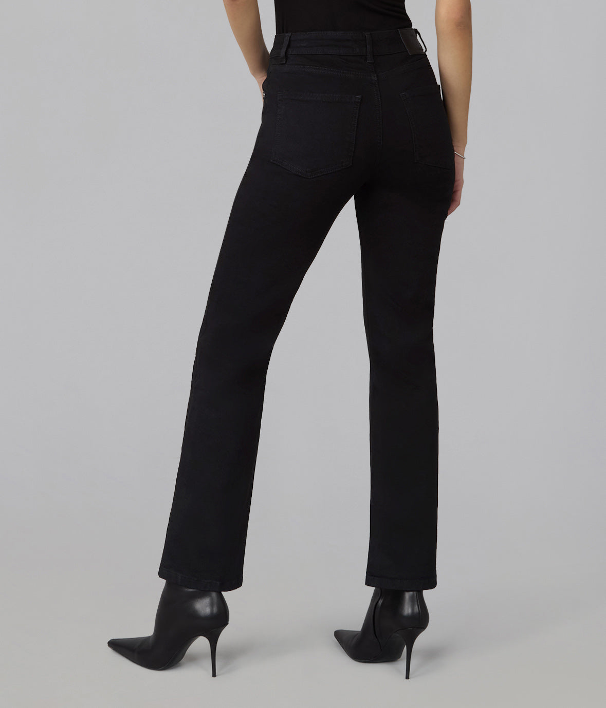 DENVER-BLK High Rise Straight Jeans